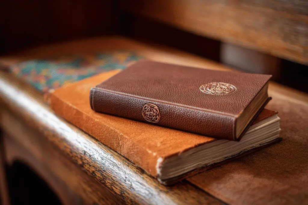 A Bible next to a hymnal with a Luther Rose answering the FAQ on what Bible do Lutherans use A Bible next to a hymnal with a Luther Rose answering the FAQ on what Bible do Lutherans use