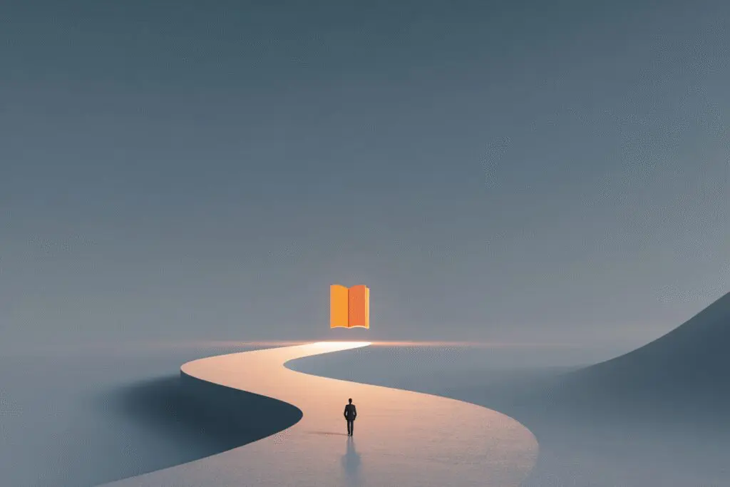 A person at the start of a path shaped like a question mark illustrating the FAQ on what Bible should I read as a beginner A person at the start of a path shaped like a question mark illustrating the FAQ on what Bible should I read as a beginner