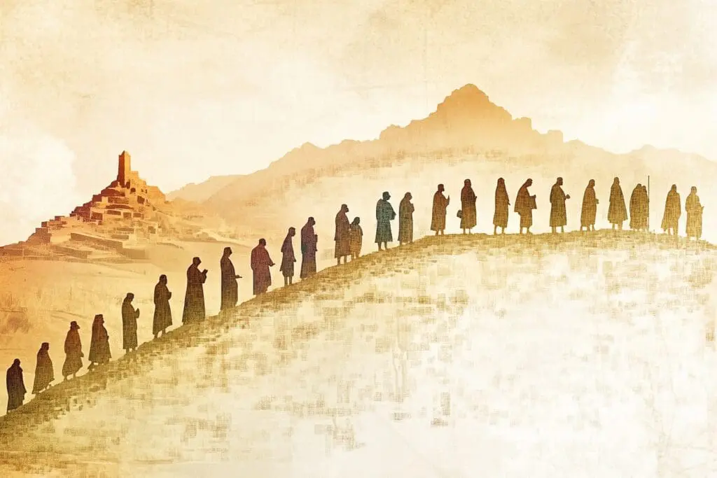 A timeline graphic showing the period between Jesus' death and the writing of early biblical texts