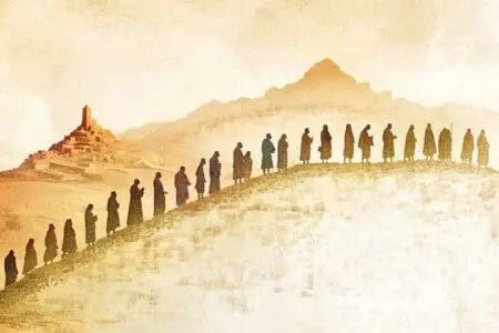 A timeline graphic showing the period between Jesus' death and the writing of early biblical texts