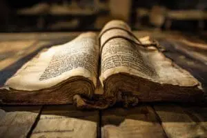 An ancient scroll labeled 'Sirach' partially hidden behind a canonical Bible, with light revealing why it's not included