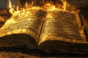 An ancient text labeled 'Sirach' coming into sharp focus with a dramatic revealing effect, exposing a shocking truth
