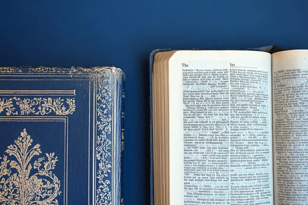 An open Bible next to a Chicago Manual of Style book, with a correctly formatted Chicago Style citation example