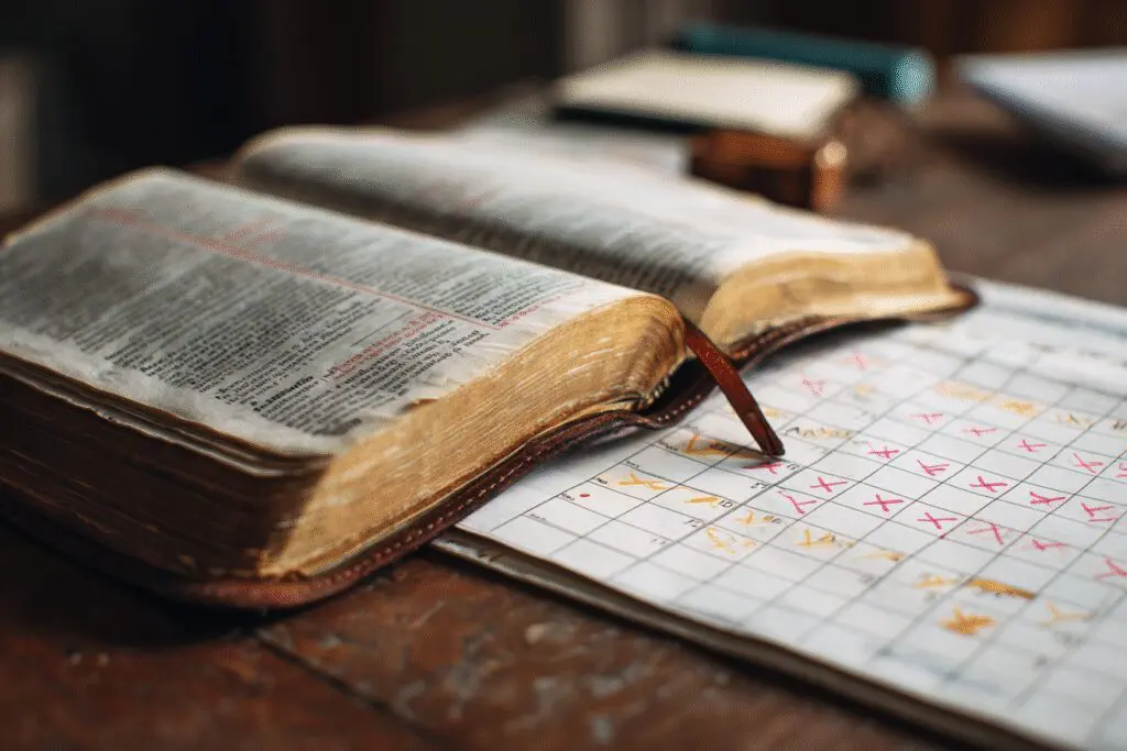 A calendar and Bible representing a long-term project answering the FAQ on how long would it take to read the whole Bible A calendar and Bible representing a long-term project answering the FAQ on how long would it take to read the whole Bible