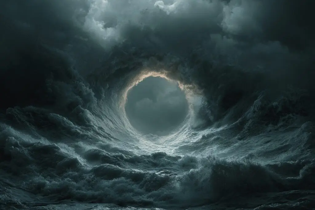 A circle of calm in a stormy sea representing the answer to the FAQ on what is peace in the Bible A circle of calm in a stormy sea representing the answer to the FAQ on what is peace in the Bible