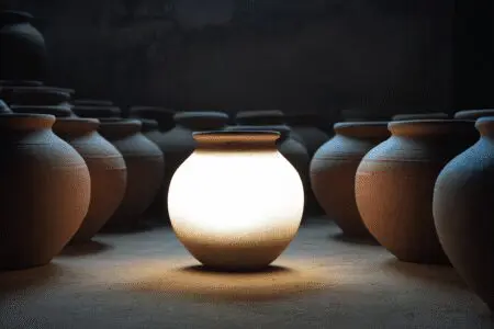 A glowing pot set apart from others illustrating what is holiness according to the Bible