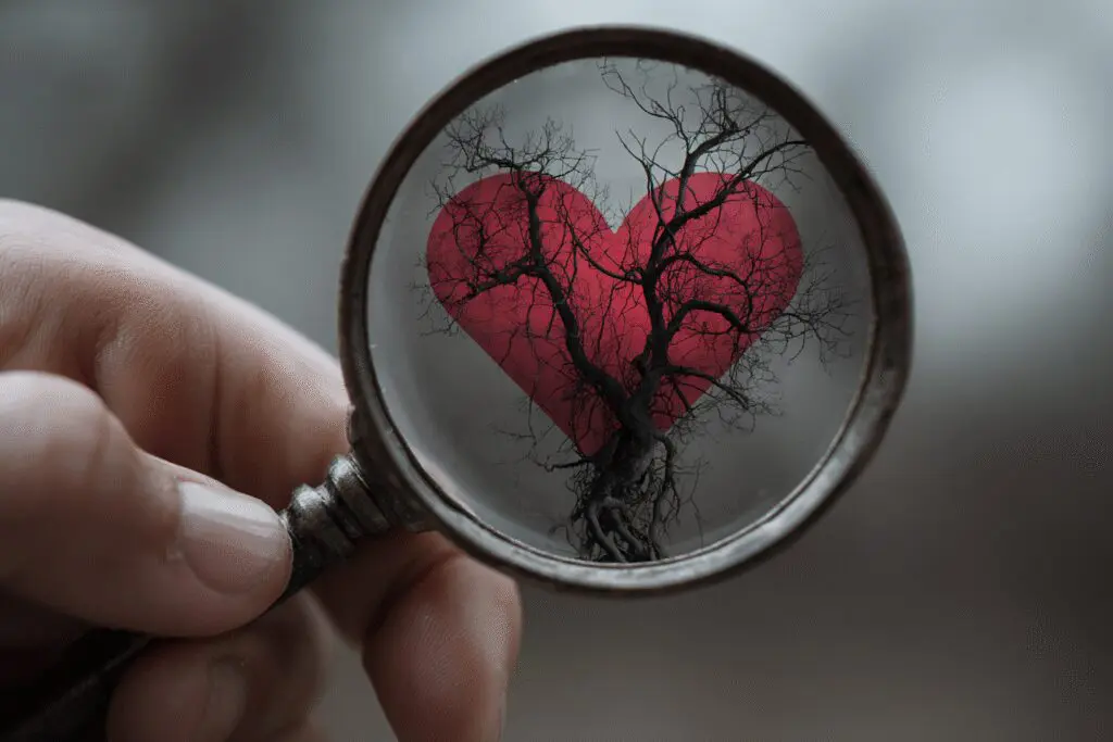 A magnifying glass revealing a greedy heart answering the FAQ on what is covetousness in the Bible A magnifying glass revealing a greedy heart answering the FAQ on what is covetousness in the Bible