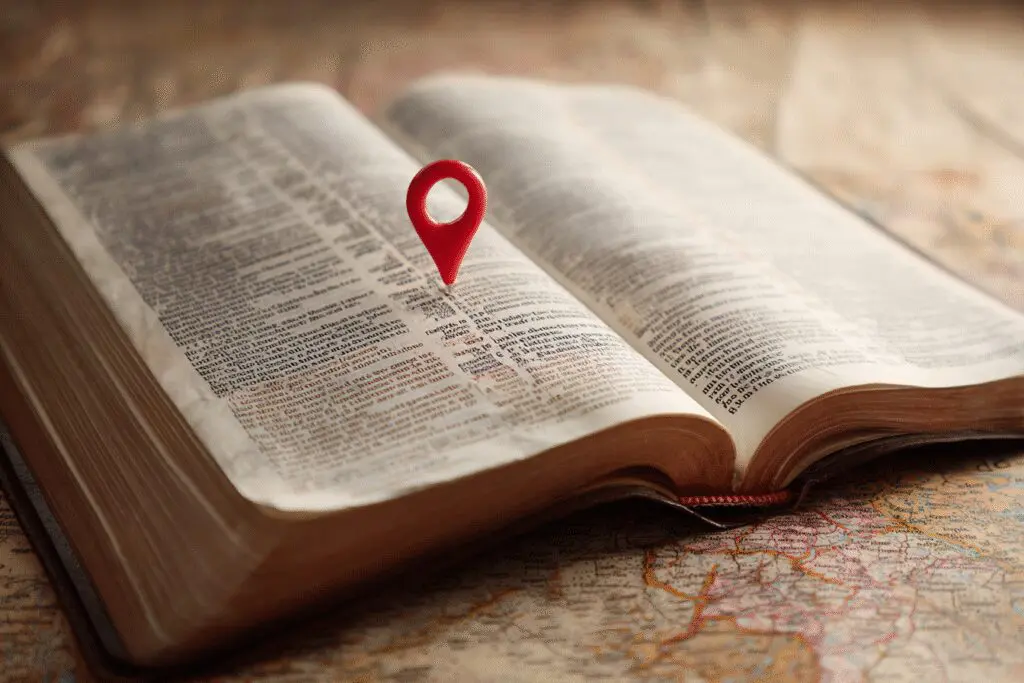 A map pin marking a starting place in the Bible answering the FAQ on where should I start reading the Bible A map pin marking a starting place in the Bible answering the FAQ on where should I start reading the Bible