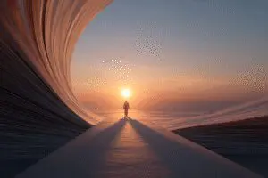 A path made from a book leading to a sunrise illustrating what is the best way to read the Bible