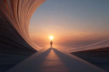 A path made from a book leading to a sunrise illustrating what is the best way to read the Bible