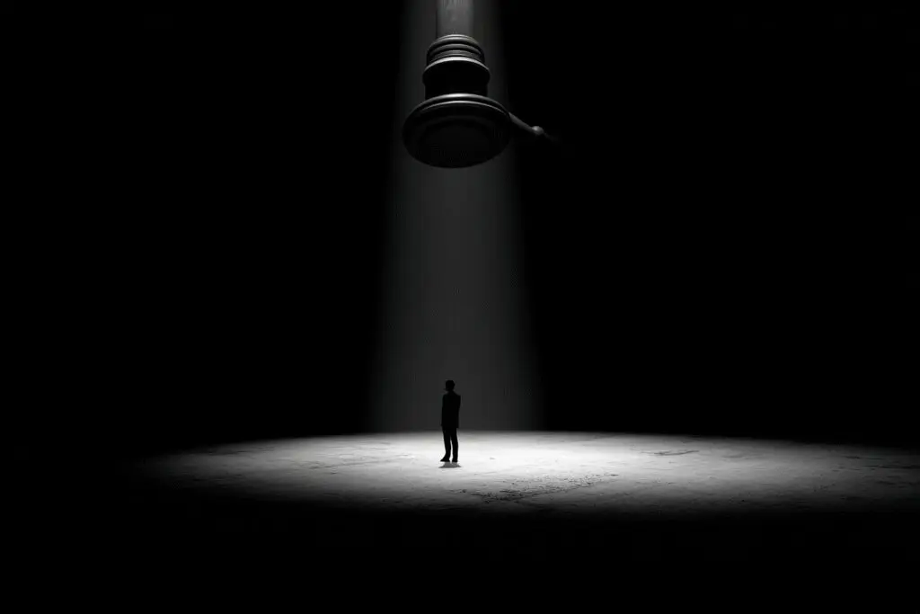 A person under the shadow of a gavel a metaphor for what is condemnation in the Bible