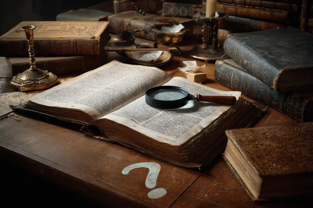 A scholars desk with a magnifying glass and question mark answering the FAQ is the word Rapture in the Bible A scholars desk with a magnifying glass and question mark answering the FAQ is the word Rapture in the Bible