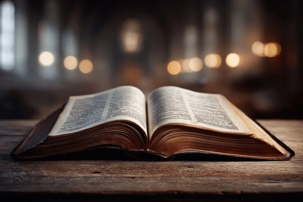 A single book glowing within an open Bible answering the FAQ on what book of the Bible should I read