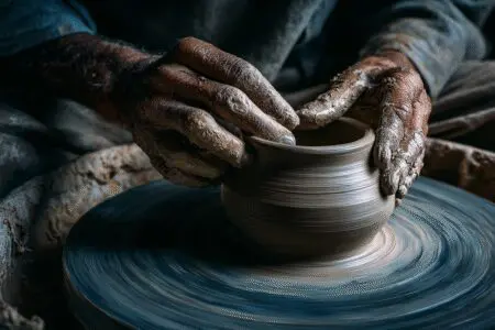 A symbolic image for Bible verses about why God allows suffering showing a potter shaping clay to represent purpose and refinement