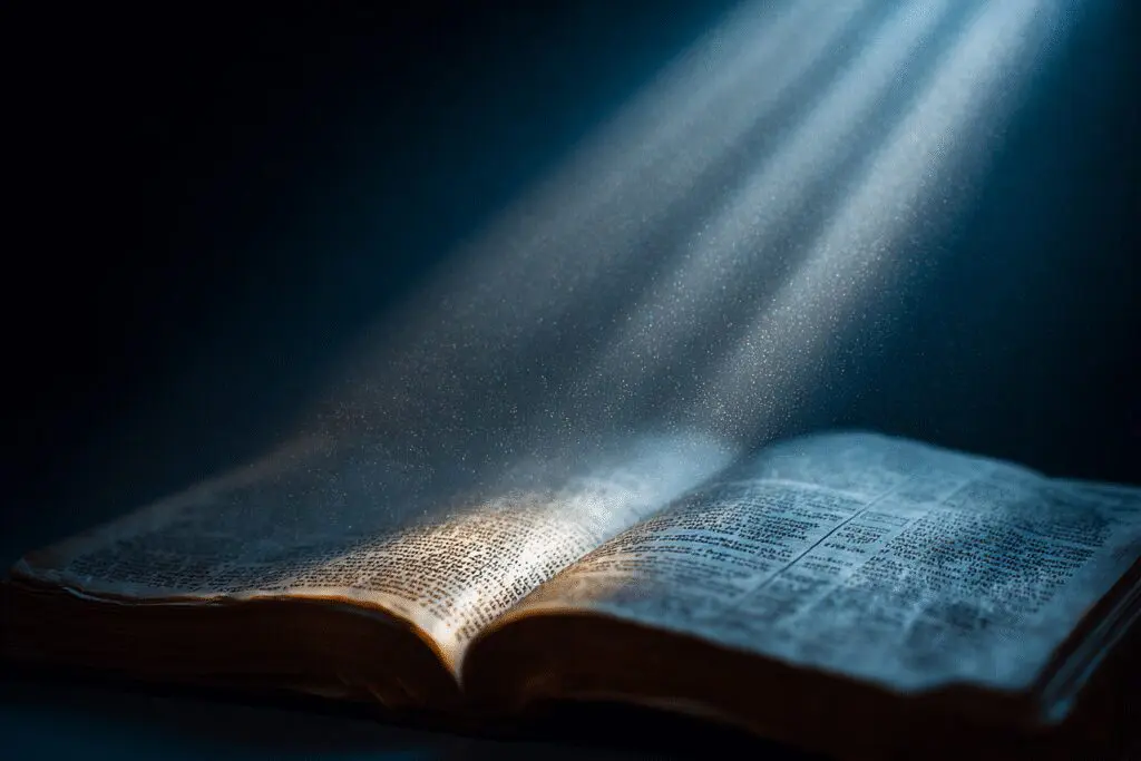 A verse glowing in a Bible answering the question what does the Bible say about reading the Bible A verse glowing in a Bible answering the question what does the Bible say about reading the Bible