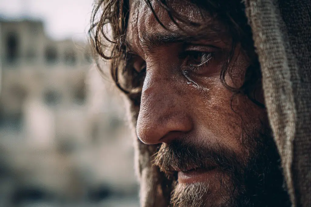 Portrait of Jesus weeping answers the FAQ How many times did Jesus cry in the Bible showing his deep compassion