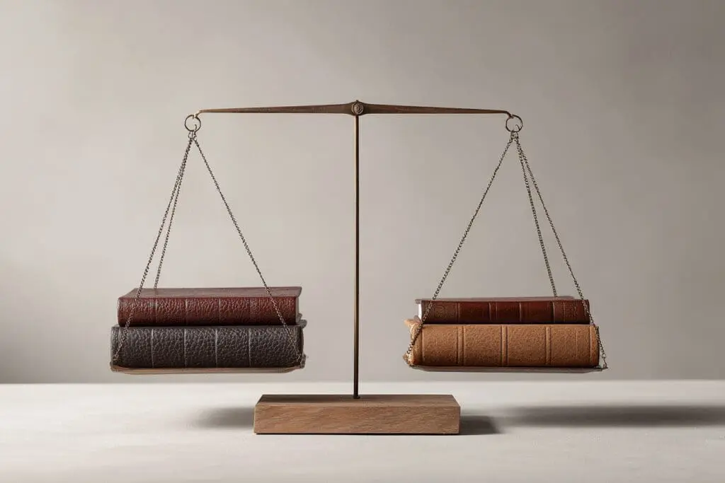 Two different Bibles on a balancing scale representing a comparison of which Bible version is the best