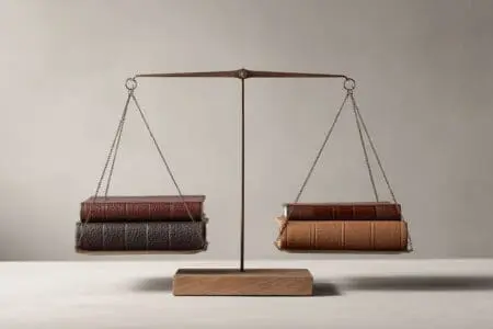 Two different Bibles on a balancing scale representing a comparison of which Bible version is the best