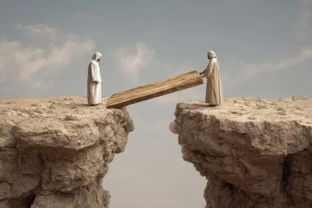 A person offering a plank to fix a broken bridge showing what the Bible says about apologizing
