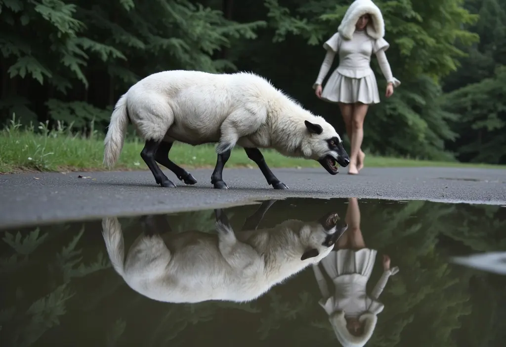 a person in sheeps clothing with the reflection of a wolf symbolizing what the bible says about liars and manipulators