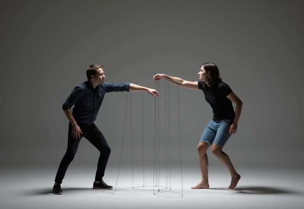 a person subtly controlling another with invisible strings representing what the bible says about manipulation