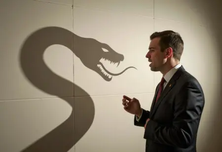 a person whose shadow is a serpent symbolizing the deceptive nature of what the bible says about liars and manipulators