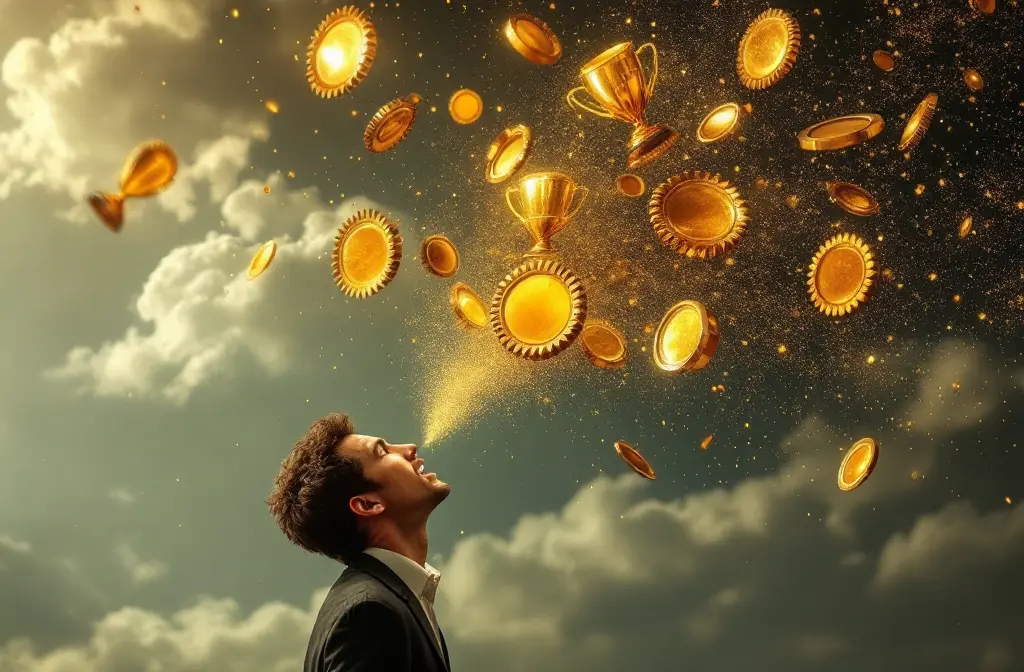 a persons words turning into hollow tarnishing trophies representing what the bible says about the empty nature of bragging