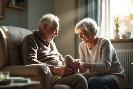 an elderly wife patiently helping her husband an act of selfless service that shows what the bible says about true love
