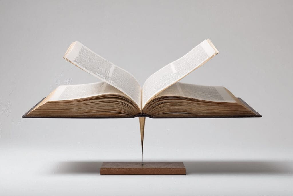 A Bible balanced perfectly in the middle answering the FAQ on what is the middle verse of the Bible
