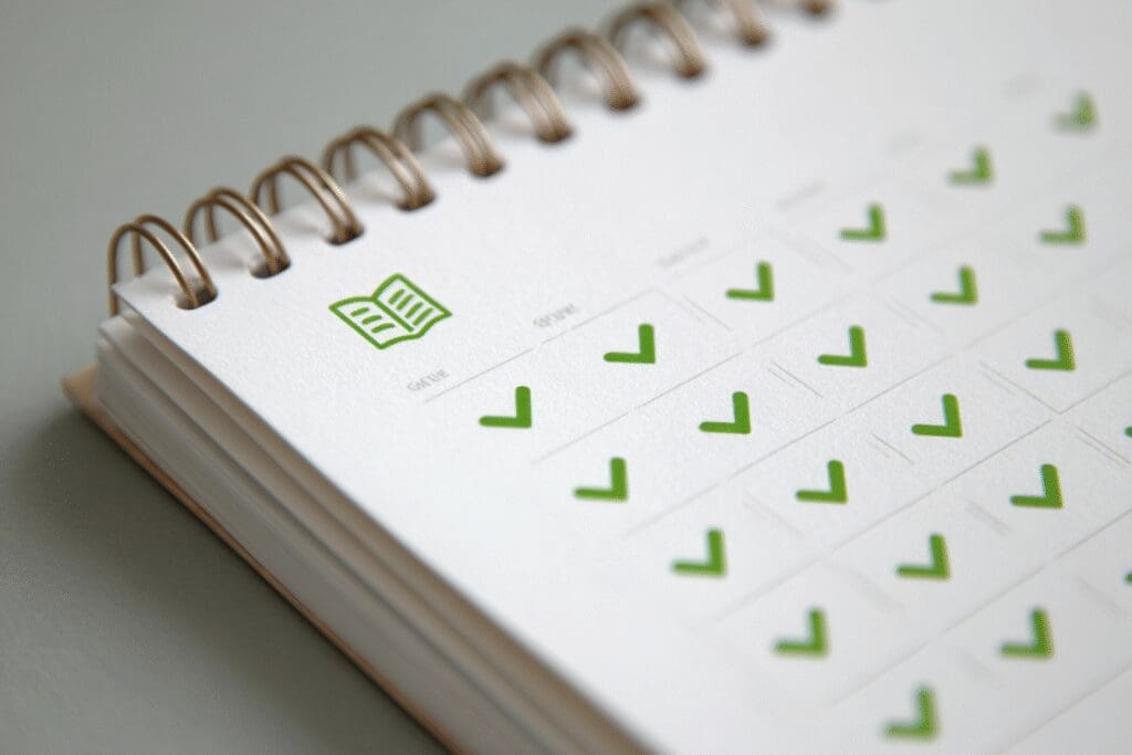 A calendar with every day checked off illustrating a plan for the FAQ on how to read the Bible in a year