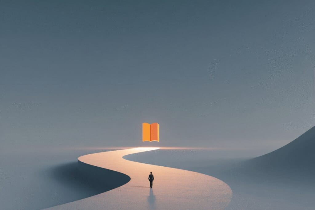 A person at the start of a path shaped like a question mark illustrating the FAQ on what Bible should I read as a beginner