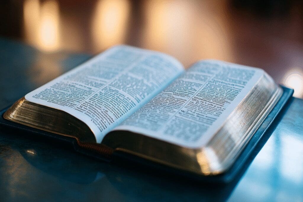 A thick Catholic Bible open with specific extra books highlighted, representing a full list