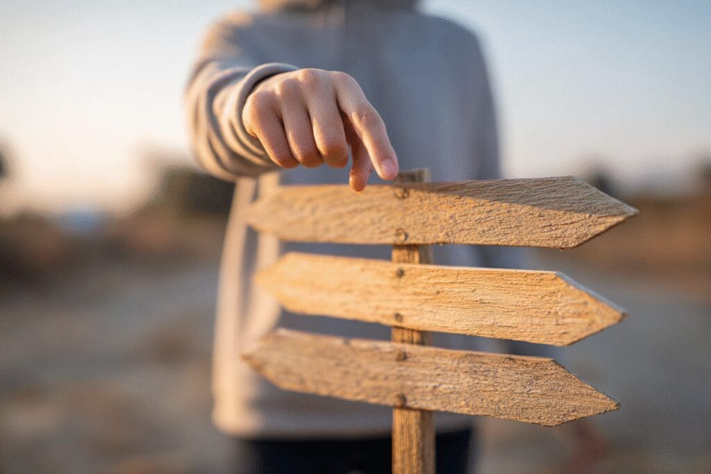 A hand choosing a path at a signpost a visual guide for the FAQ on which Bible translation should I read