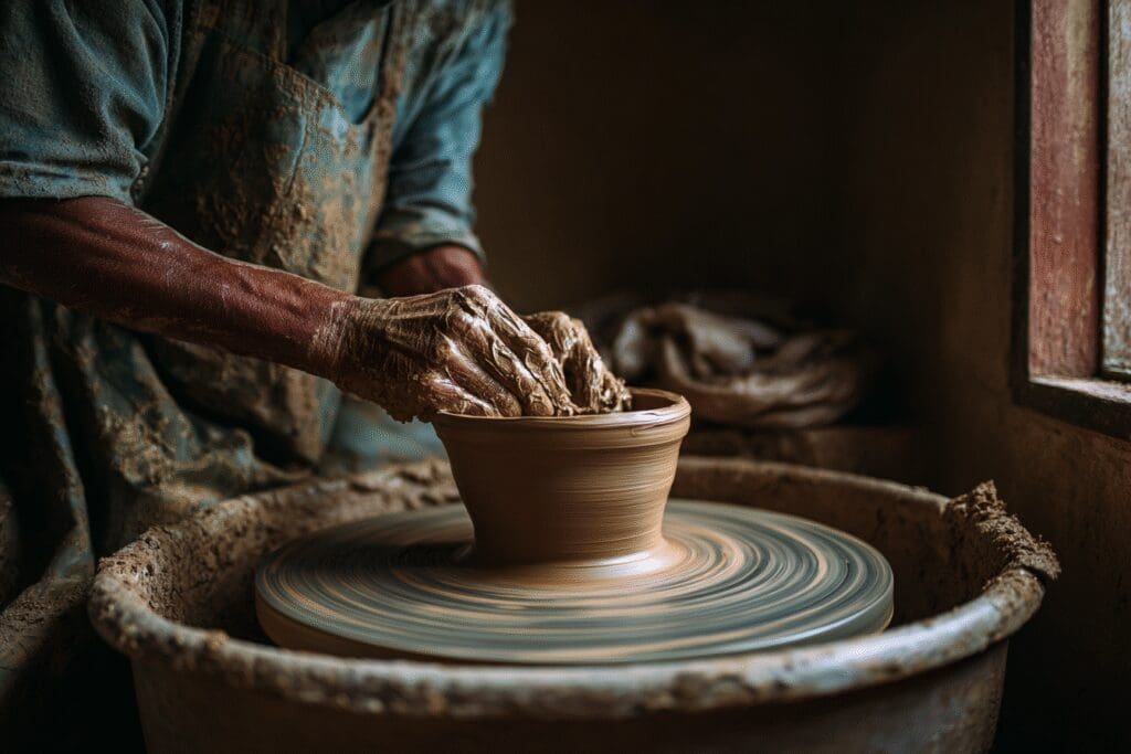Metaphorical answer to the FAQ Why does God allow suffering showing a potter and clay to represent Bible verses on refinement