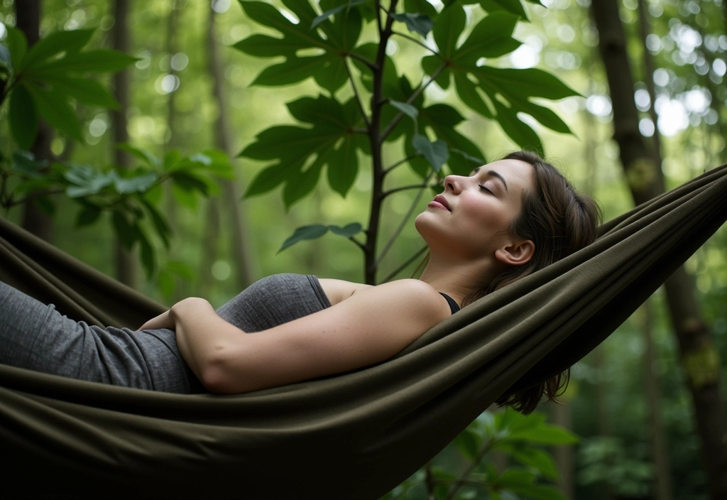 a person in a hammock under green leaves symbolizing what the bible says about rest