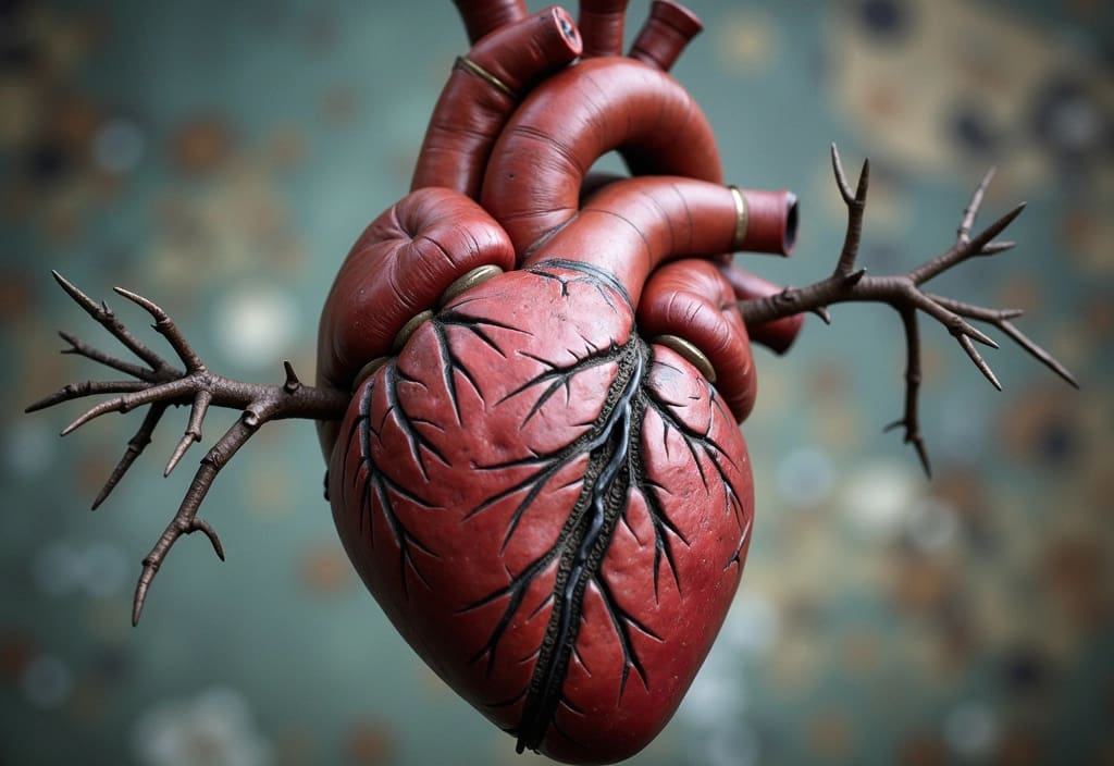 a thorny root growing inside a human heart representing the corrupting nature of what the bible says about hate